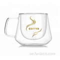 Double Wall Glass Coffee Cup Mugs med handtag